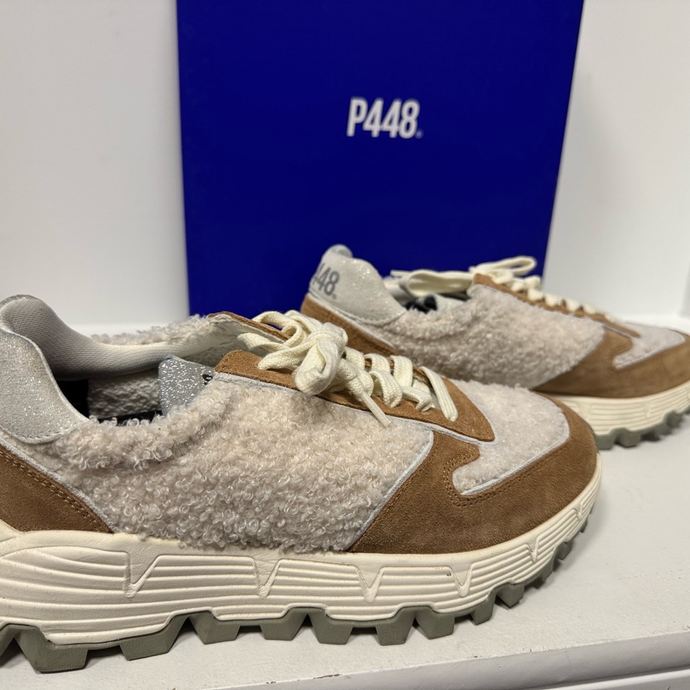 P448 F21-Jackson Brown and Cream Textured Sneakers